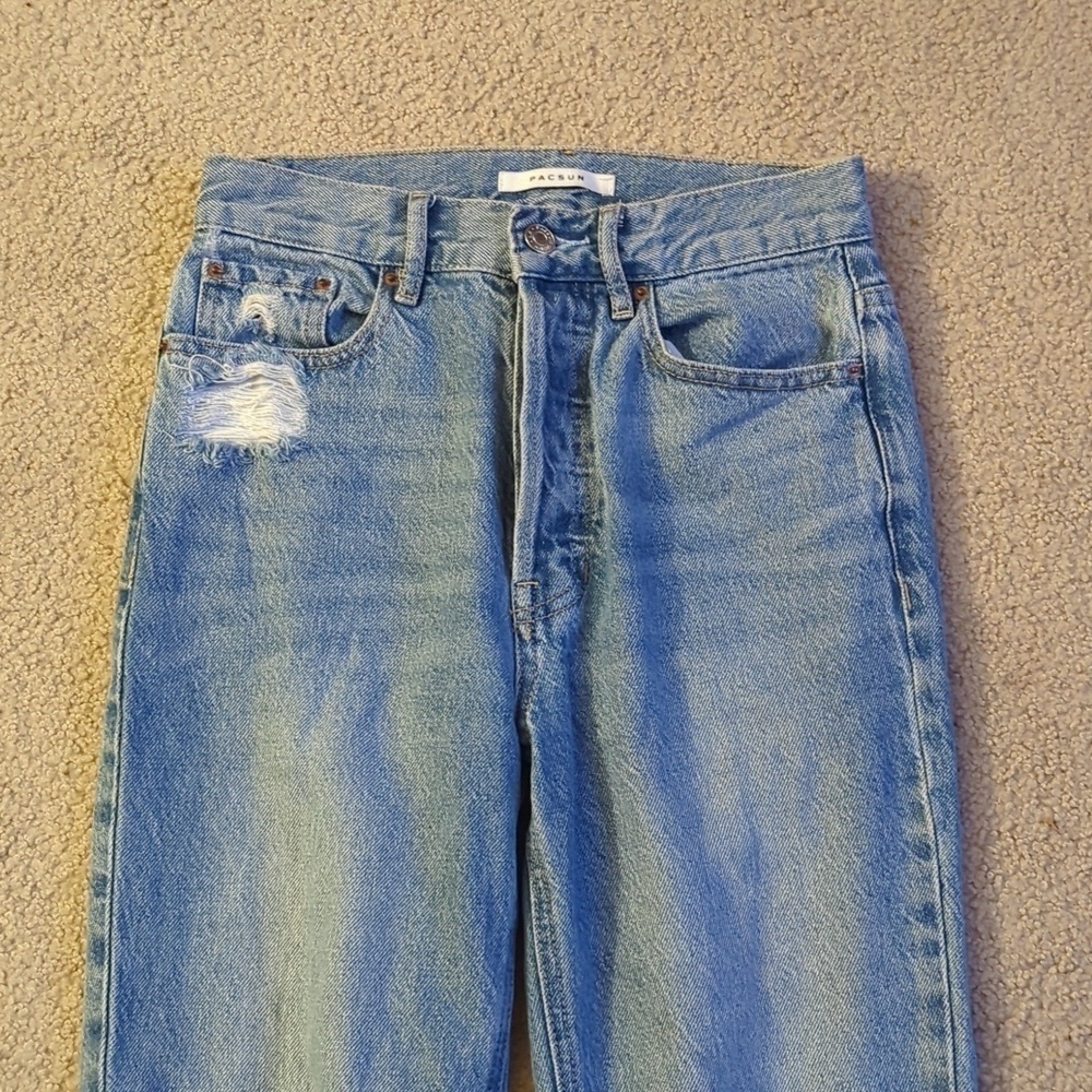 PacSun Ultra High Rise Slim Button Fly Light Wash Denim Jeans Size 24 - Picture 4 of 10